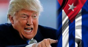 Donald Trump furioso e a bandeira de Cuba