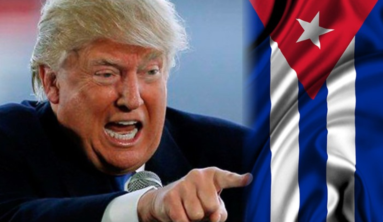 Donald Trump furioso e a bandeira de Cuba