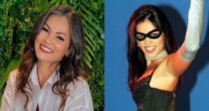 Suzana Alves em foto recente e como Tiazinha