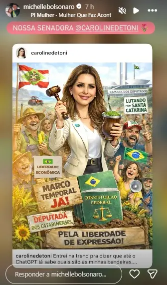 Print de Story de Michelle Bolsonaro