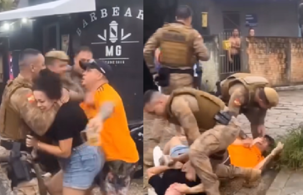 VÍDEO: Policial agride mulher imobilizada no chão durante ação em SC