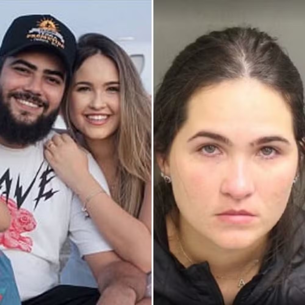 Amanda Vasconcelos com Henrique e em foto na prisão