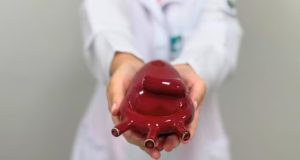 Mão segurando peça vermelha em formato de coração