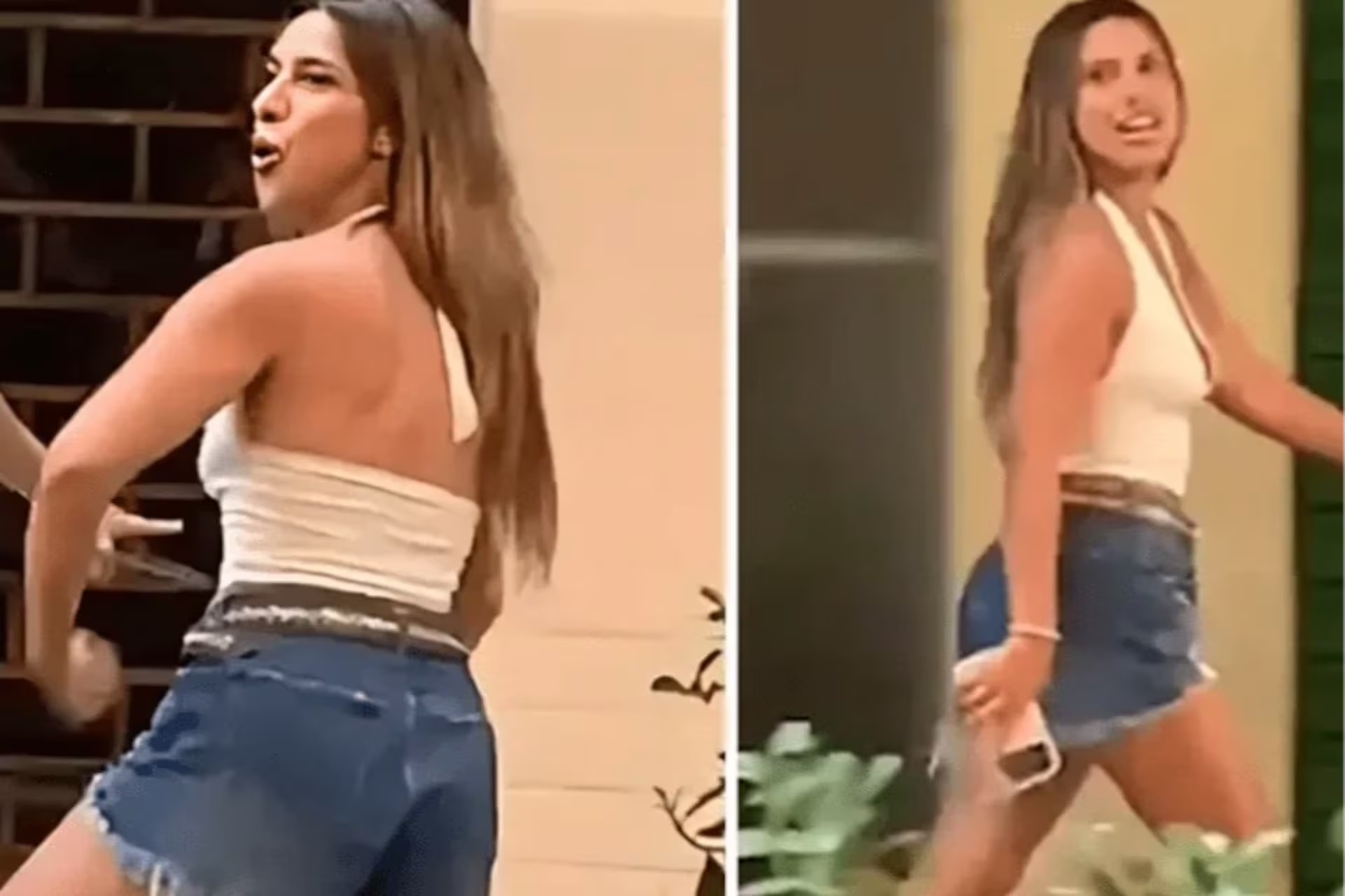 A influencer e advogada argentina Agostina Páez em montagem de duas fotos