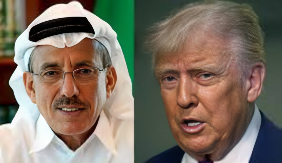 Montagem de fotos de Khalaf Ahmad Al Habtoor e Donald Trump