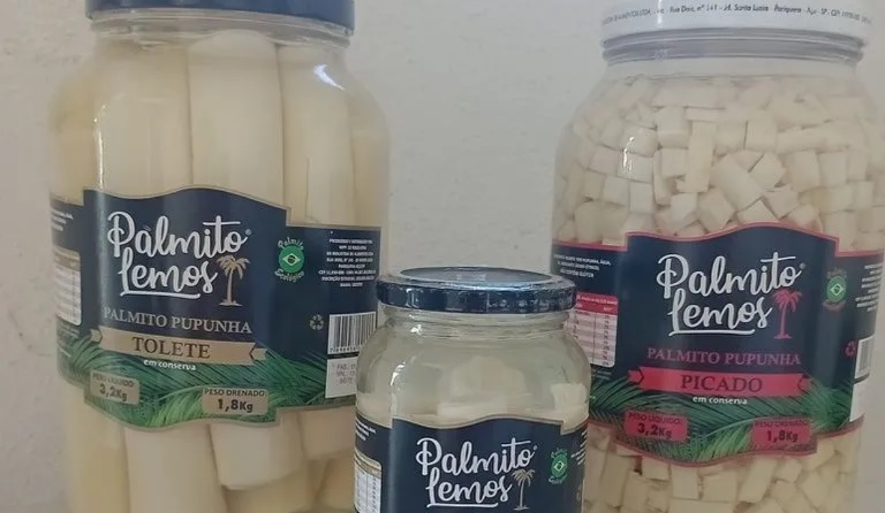 Potes de palmito da marca Palmito Lemos