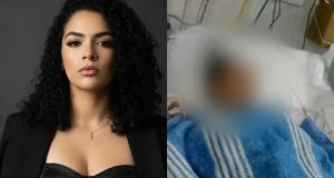 Érica de Aguiar da Conceição antes e depois do espancamento