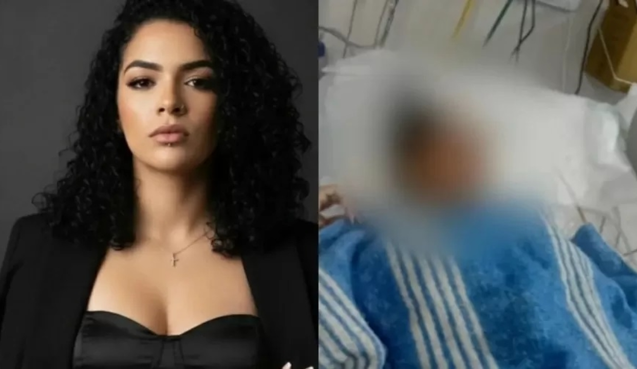 Érica de Aguiar da Conceição antes e depois do espancamento