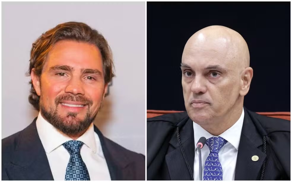 banqueiro Daniel Vorcaro e ministro Alexandre de Moraes em montagem de duas fotos