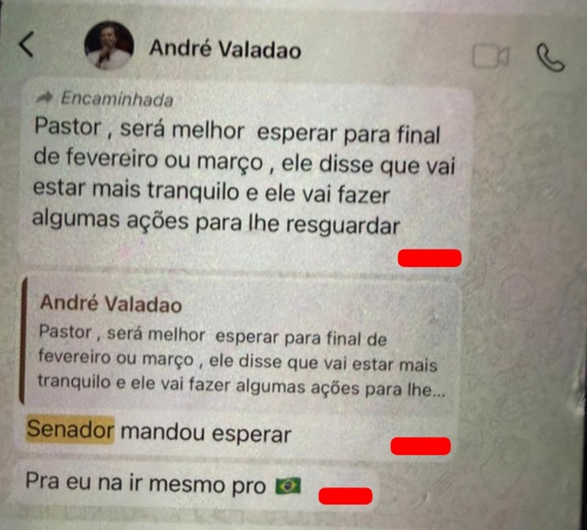 Print de mensagens para André Valadão