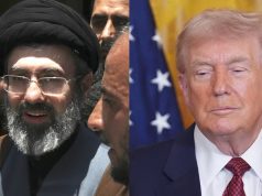 Mojtaba Khamenei e Donald Trump em montagem de duas fotos