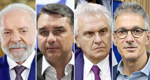 Rejeição de Flávio Bolsonaro e Lula são as maiores, acompanhadas de Caiado e Zema.