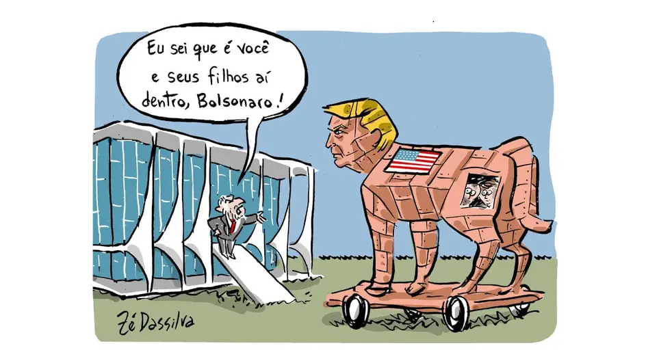Charge retrata o Trump de Tróia