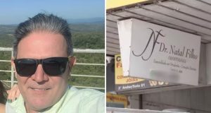 Dr. Natal Filho e fachada de clínica em montagem de duas fotos