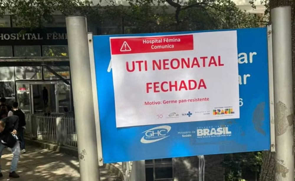 Hospital Fêmina e a placa sobre UTI neonatal fechada