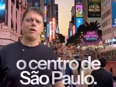 O governador Tarcísio de Freitas (Republicanos) falando para a câmera