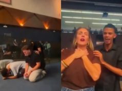 Pessoas orando na Câmara Municipal de BH em montagem de duas fotos