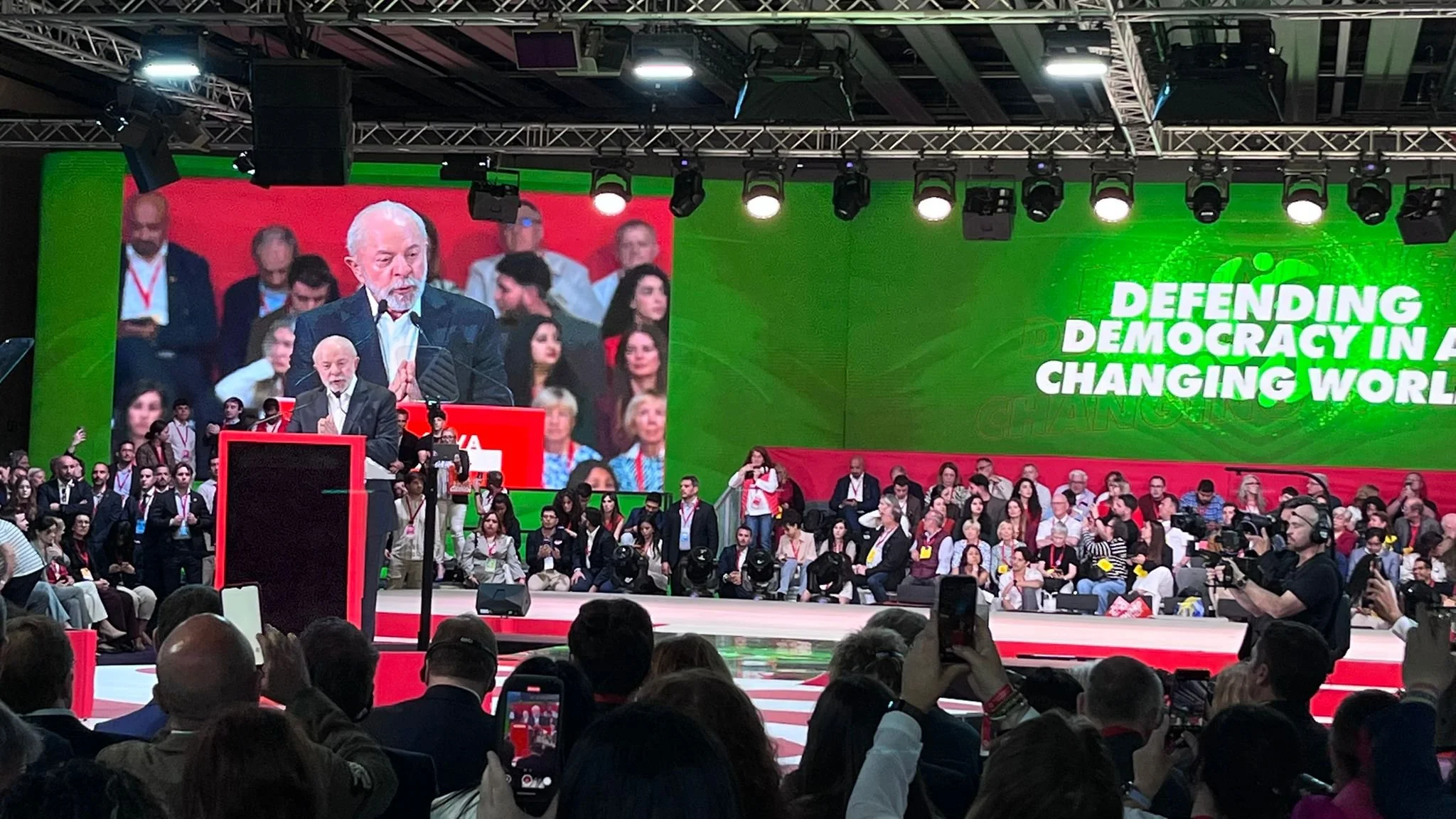 Lula durante pronunciamento da Mobilização Progressiva Global
