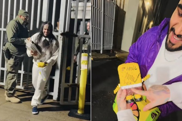 VÍDEO: Rapper deixa prisão em NY com pelúcia do Bob Sponja autografado por Maduro