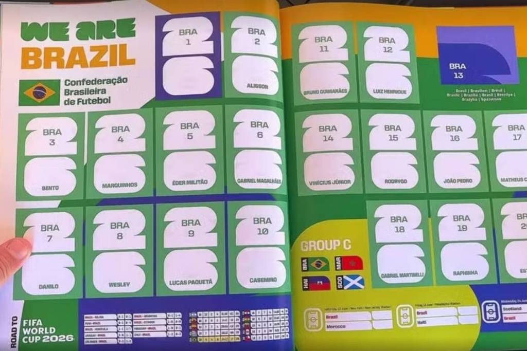 Páginas da seleção brasileira no álbum