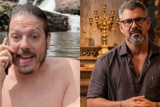 Fabio Porchat e Juliano Cazarré em montagem de duas fotos