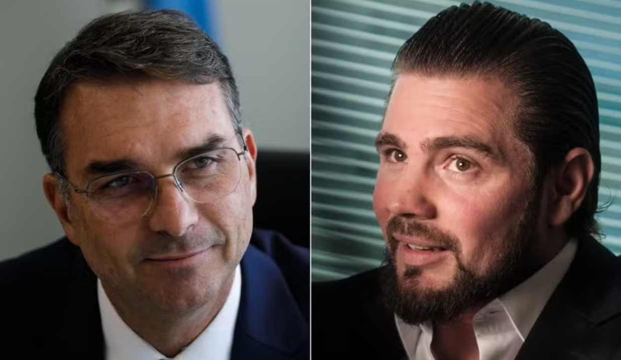 Flávio Bolsonaro e Daniel Vorcaro em montagem de duas fotos