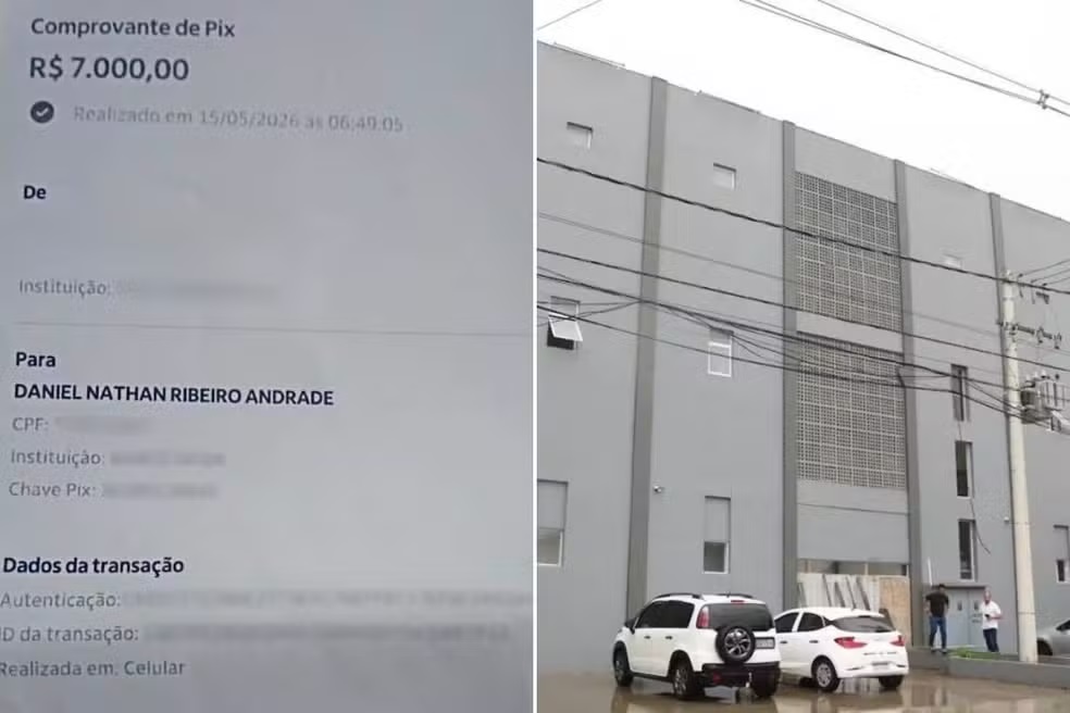 Comprovante bancário e IML de Santos - Reprodução e Raimundo Rosa/Prefeitura de Santos