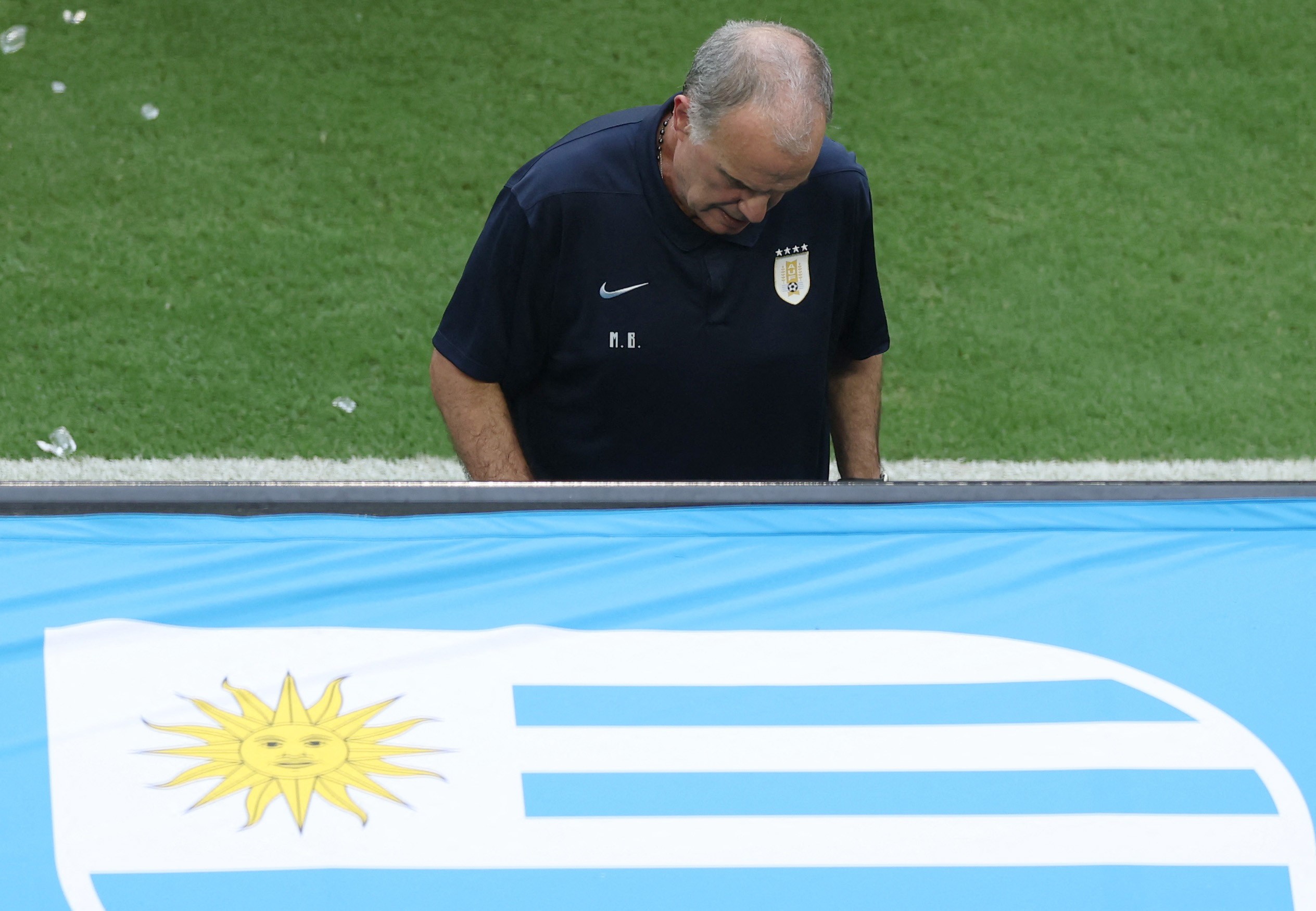 Marcelo Bielsa durante partida entre Arábia Saudita e Uruguai