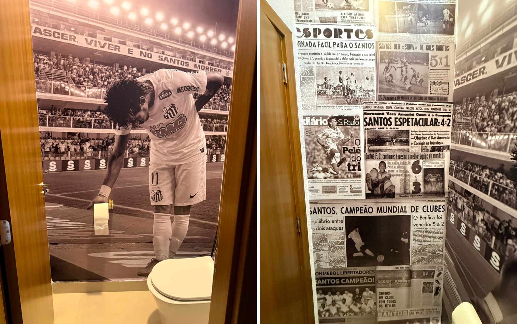 Lavabo temático dedicado a Neymar e ao Santos