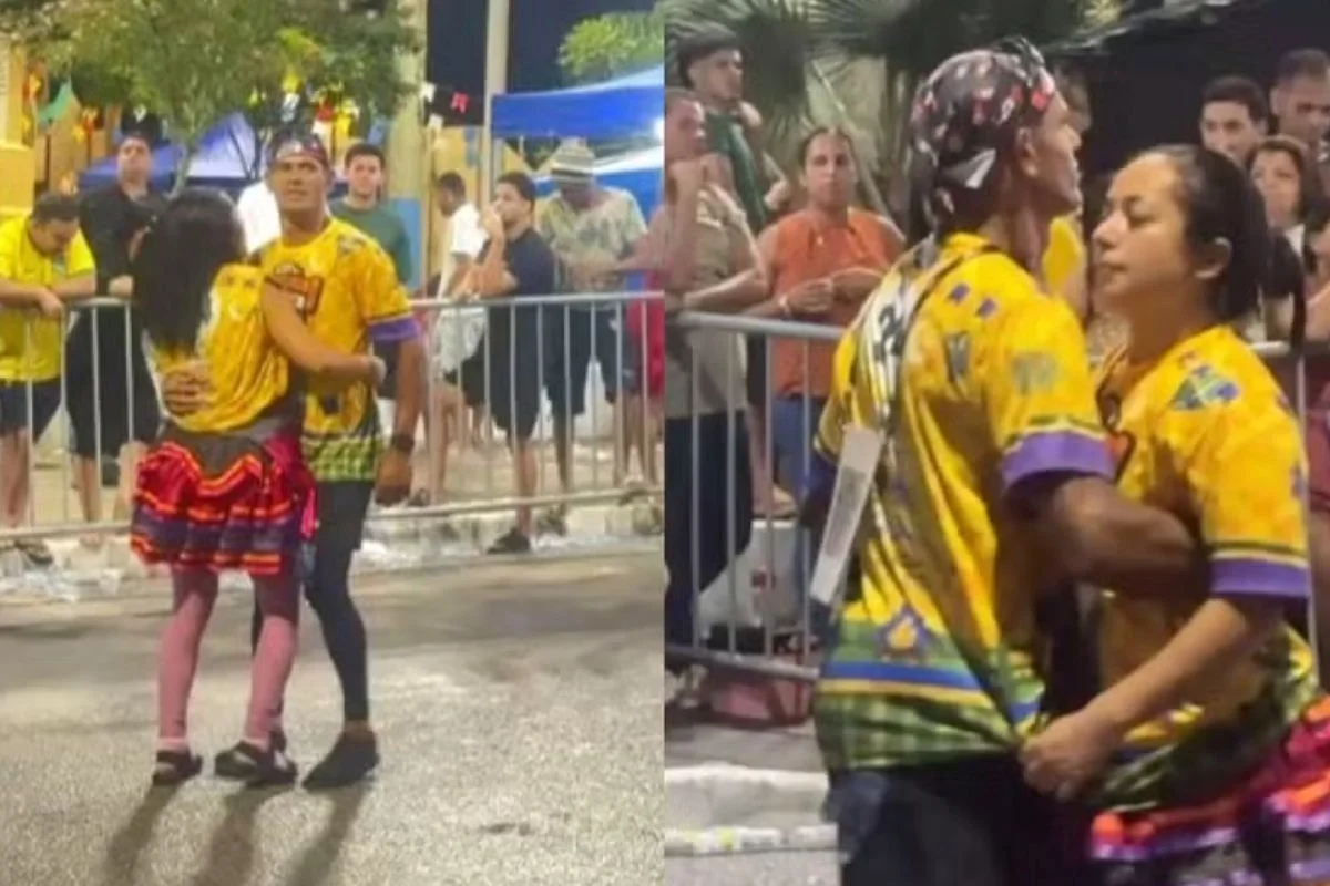 Casal dança forró no concurso Pé de Aço em Colônia Leopoldina
