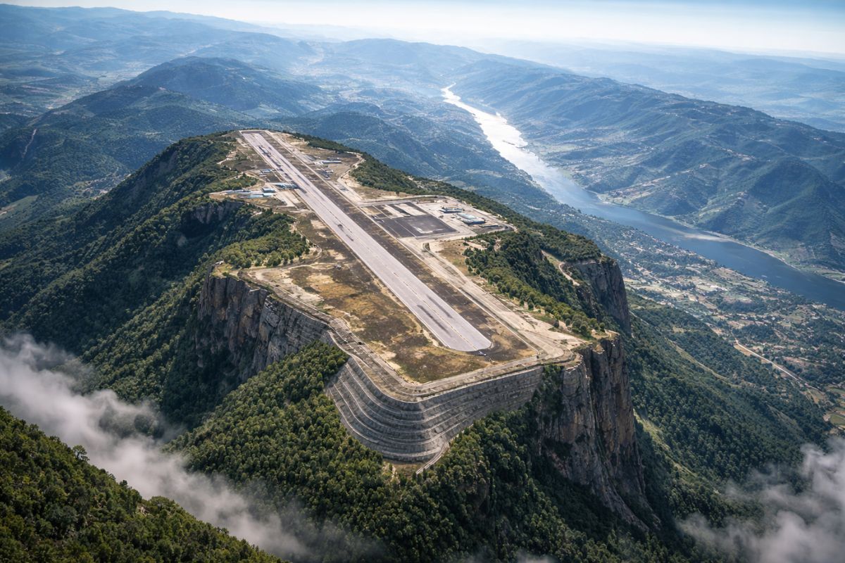 Aeroporto em área montanhosa na China