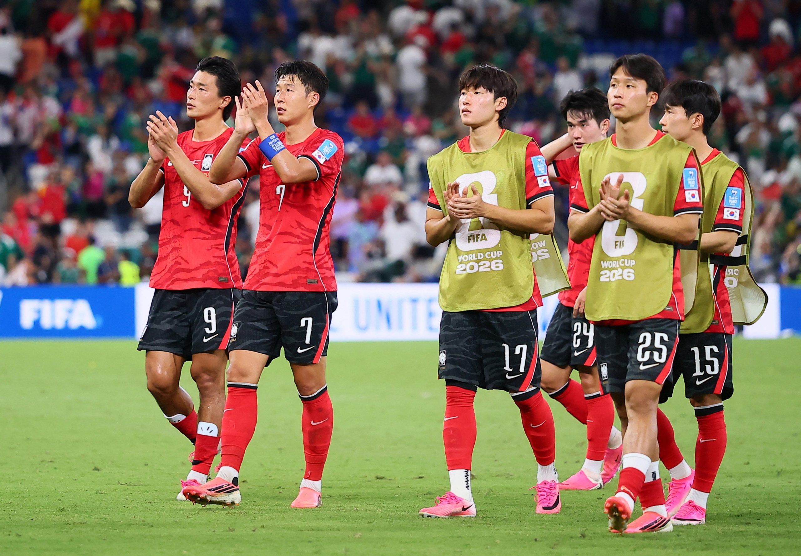 Jogadores da Coreia do Sul durante partida da Copa do Mundo