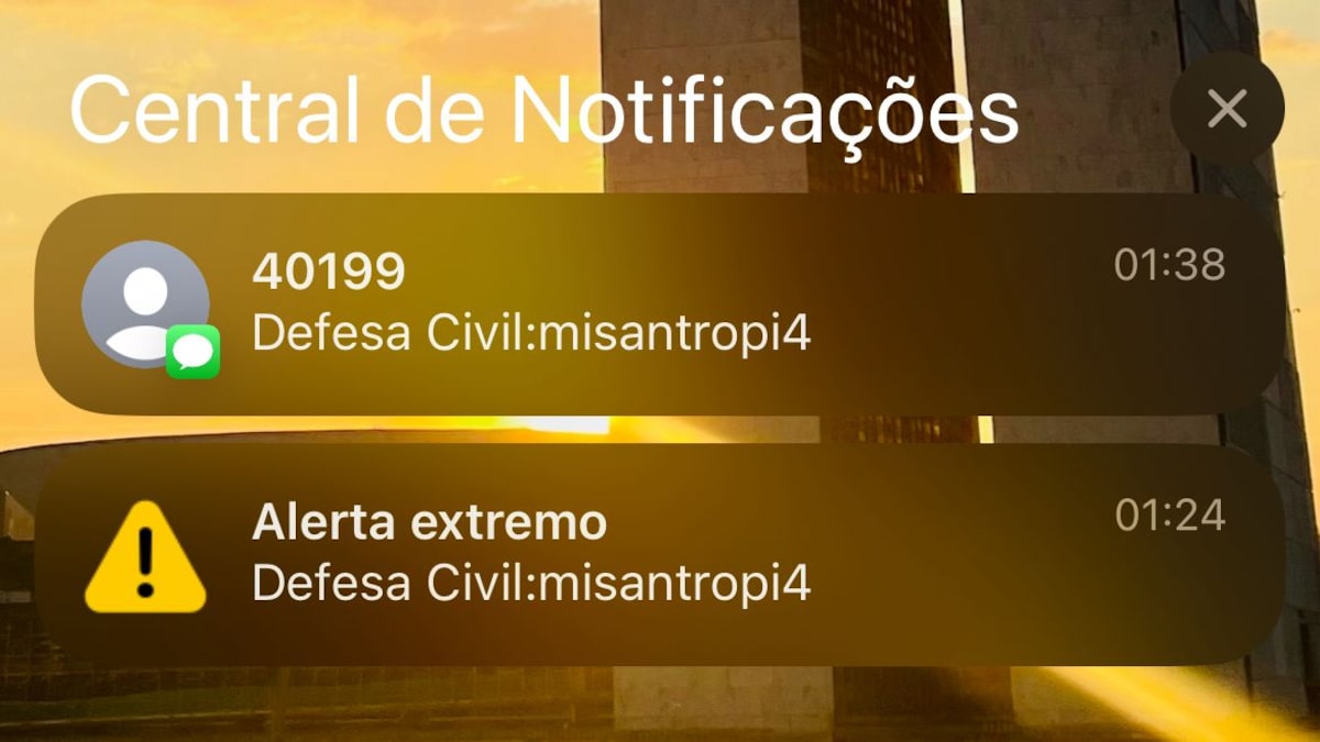 Alerta da Defesa Civil com a palavra misantropia