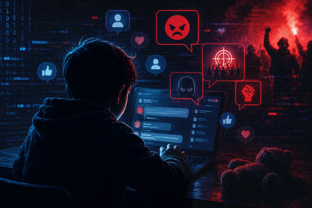 Ilustração com elementos digitais associados a monitoramento online