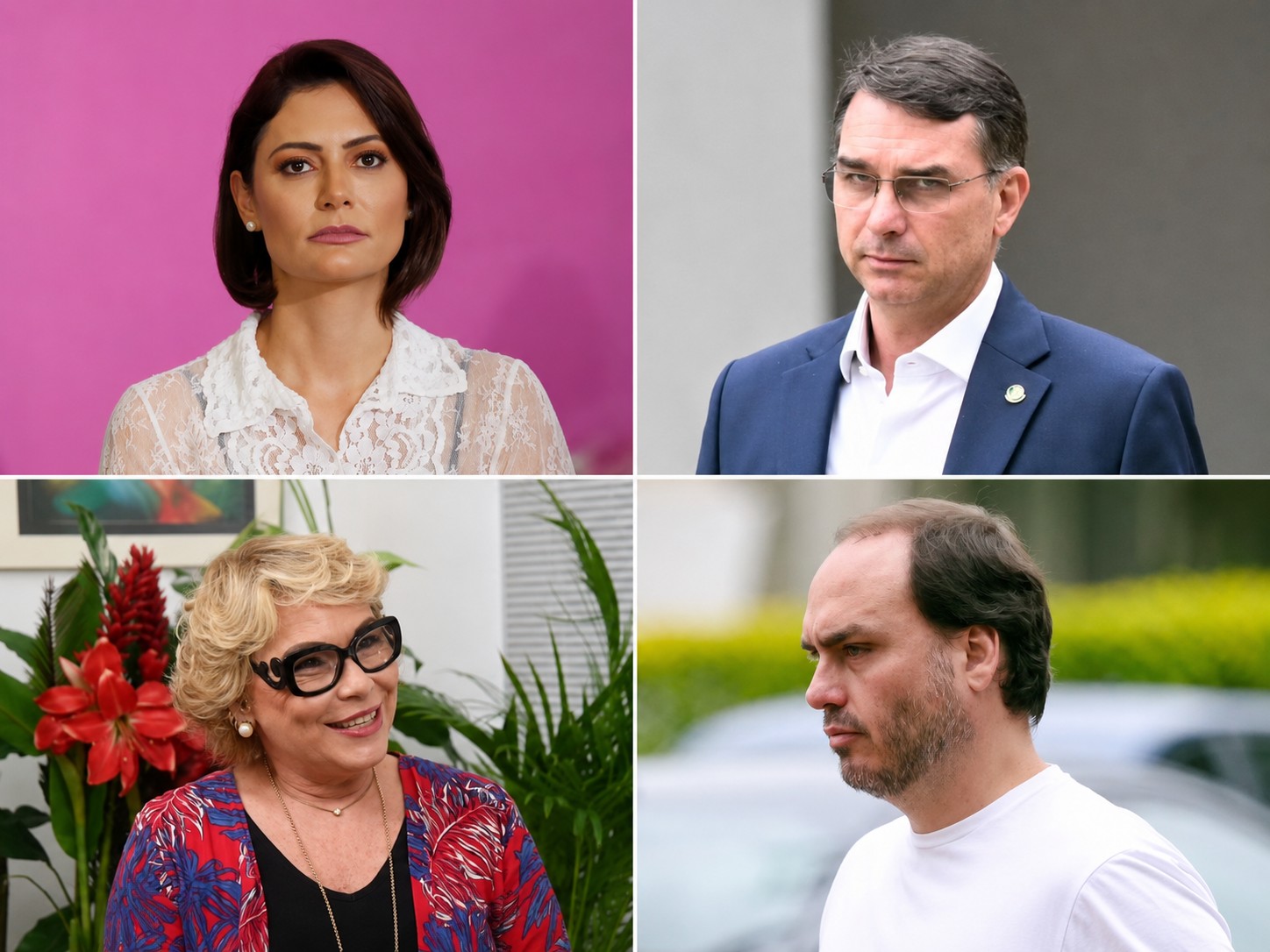 Michelle Bolsonaro, Flávio Bolsonaro, Rogéria Bolsonaro e Carlos Bolsonaro