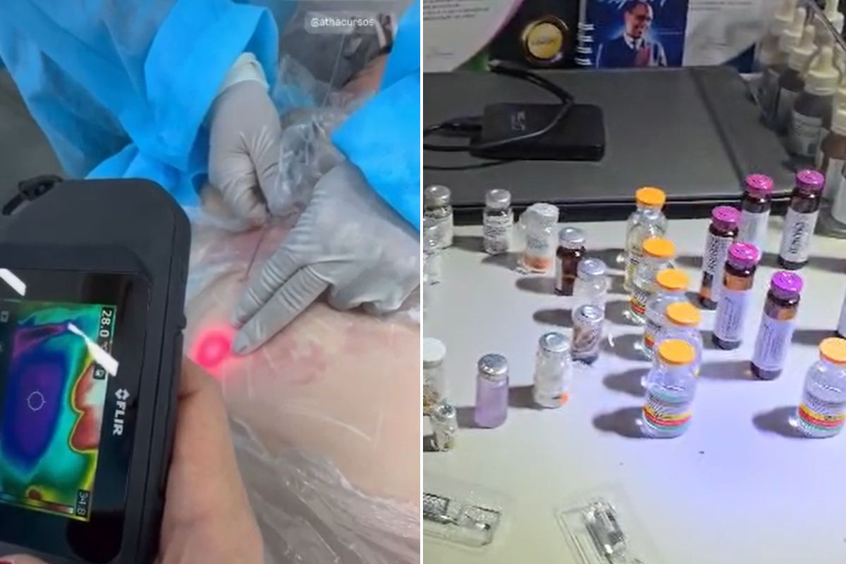 Medicamentos e materiais apreendidos pela Polícia Civil em clínica estética clandestina