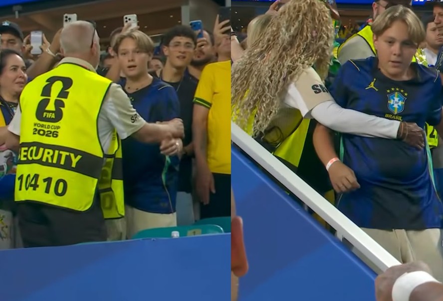 Davi Lucca é impedido por seguranças ao tentar entrar no gramado