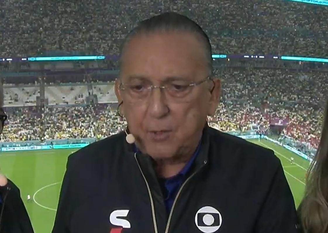 Galvão Bueno durante transmissão de Brasil x Marrocos