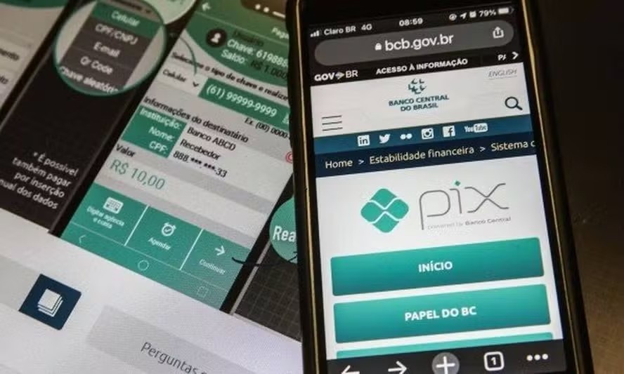 Interface de pagamento por Pix em celular