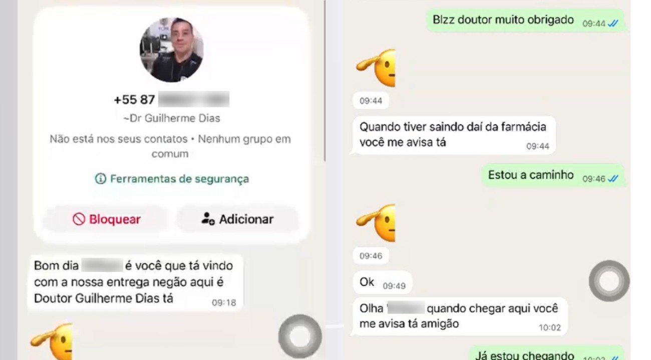 Conversa em aplicativo de mensagens usada por golpista para fazer encomenda