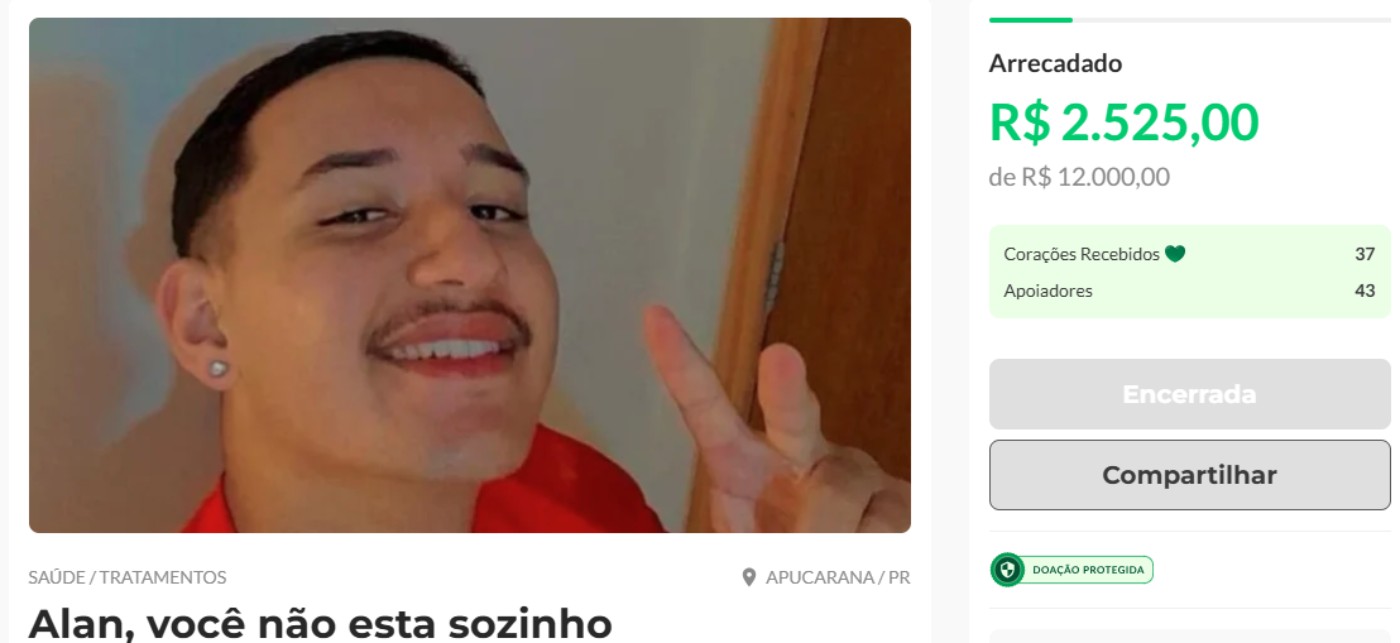 Campanha de arrecadação online para tratamento de câncer