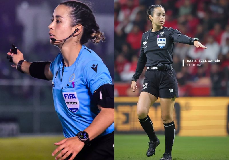 Katia Itzel García com uniforme de arbitragem