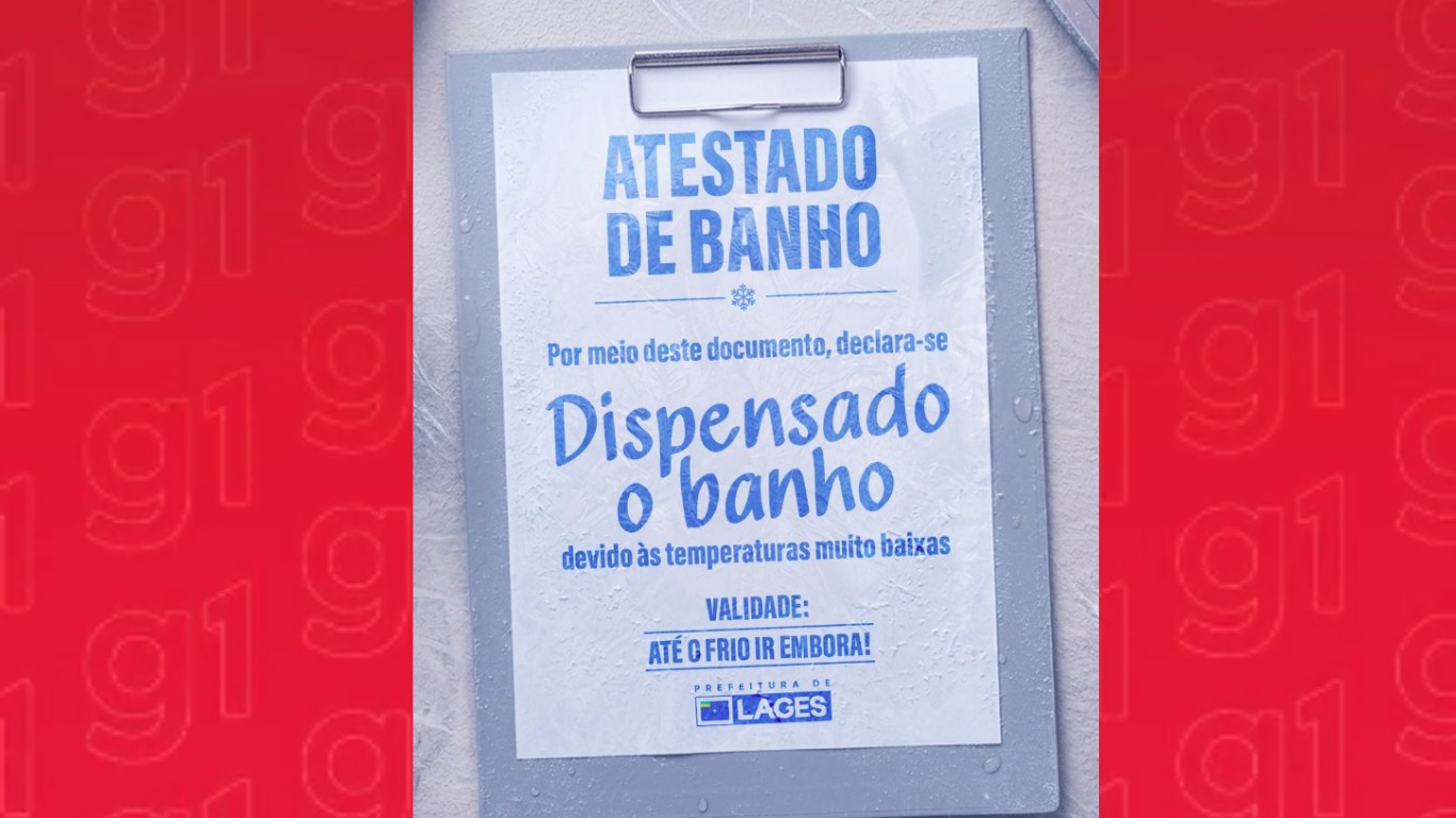 Publicação da Prefeitura de Lages com atestado de banho