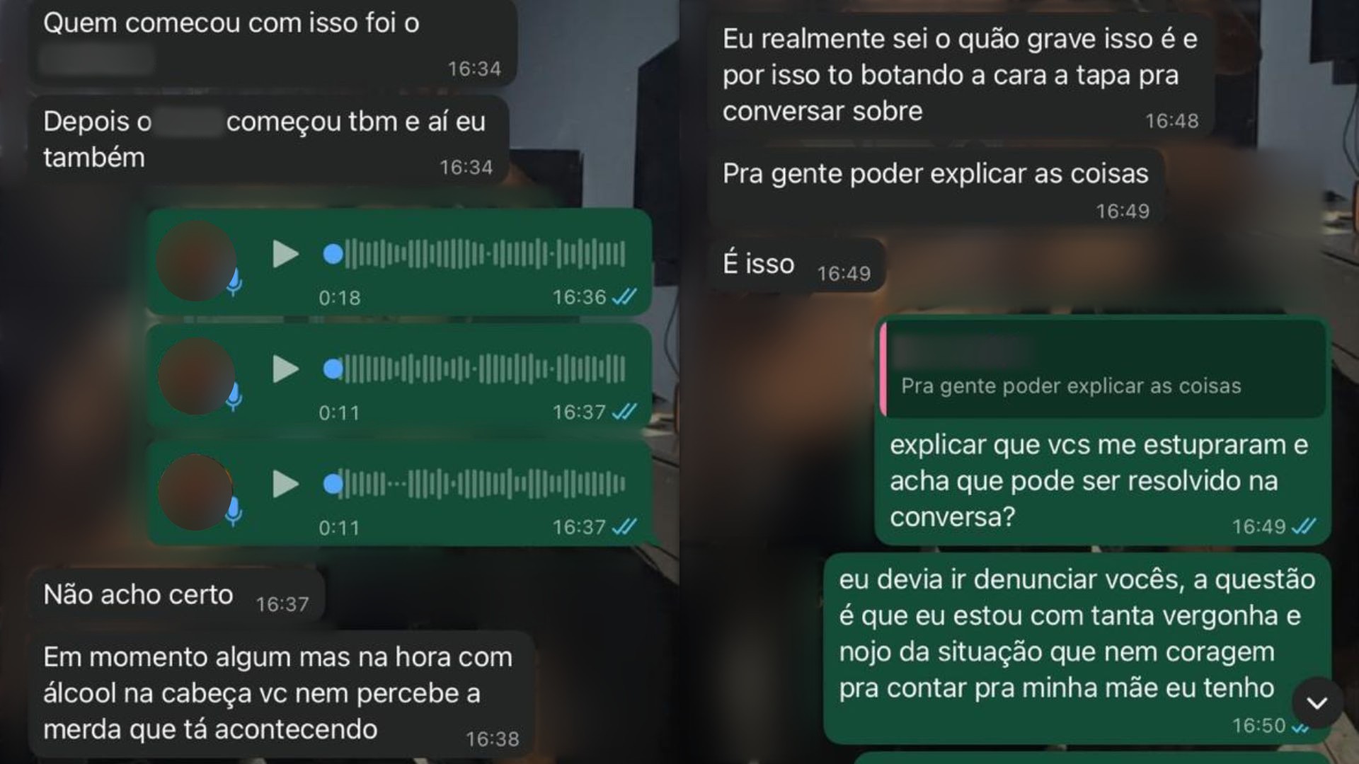 Capturas de tela de conversa em aplicativo de mensagens