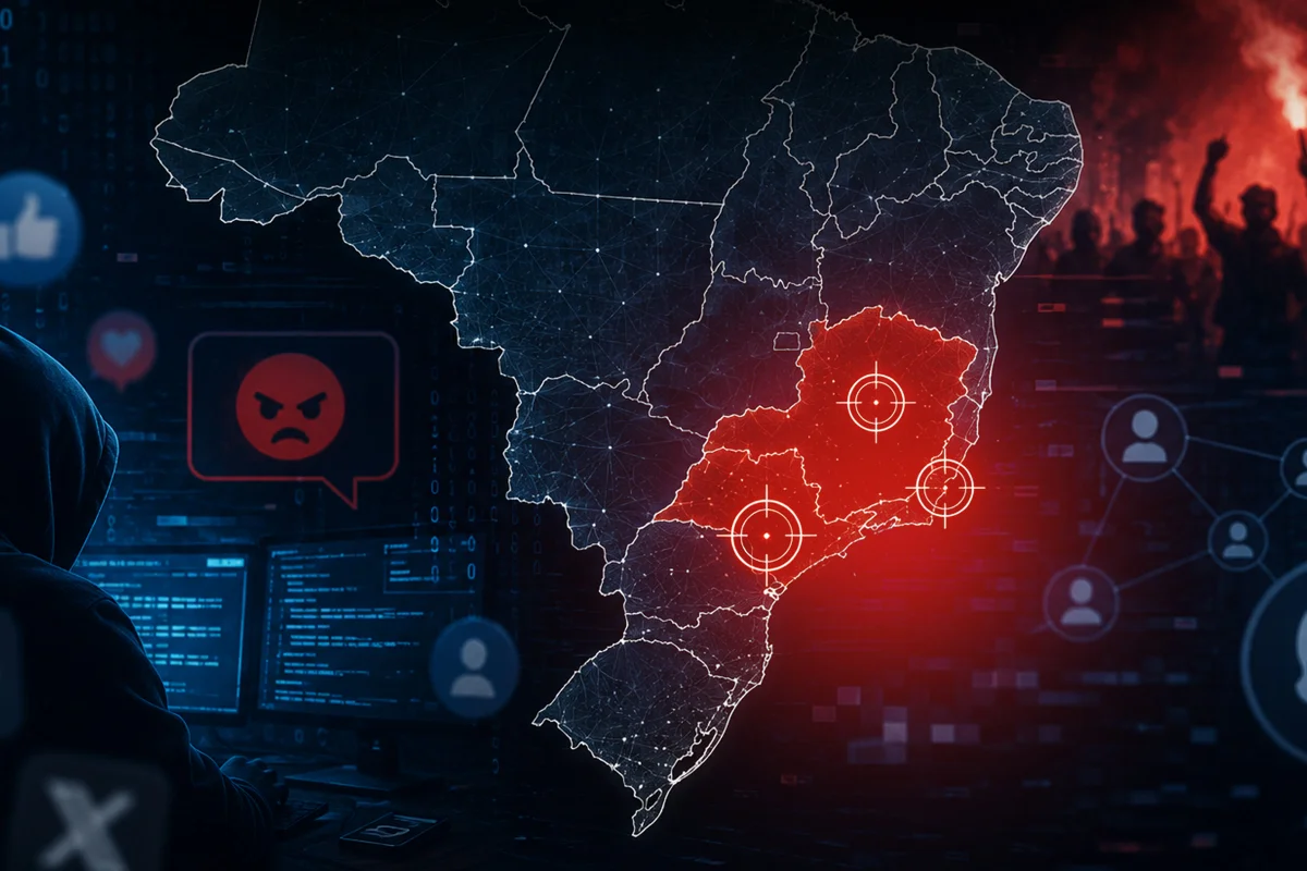 Pessoa diante de computador com elementos visuais de segurança digital