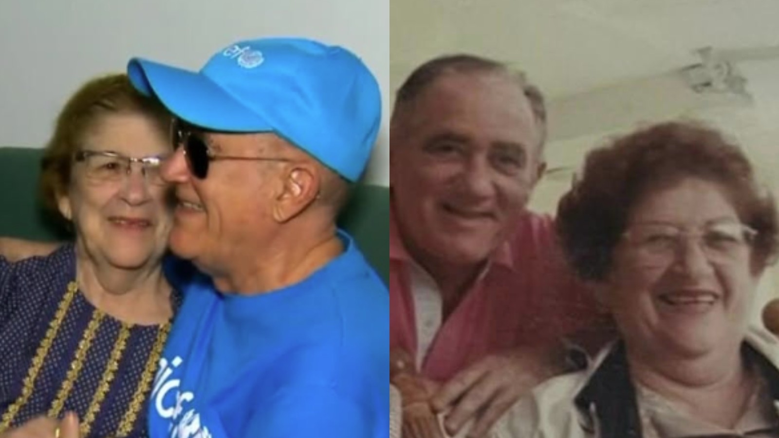 Renato Aragão e Maria Ivete Aragão abraçados e sorrindo