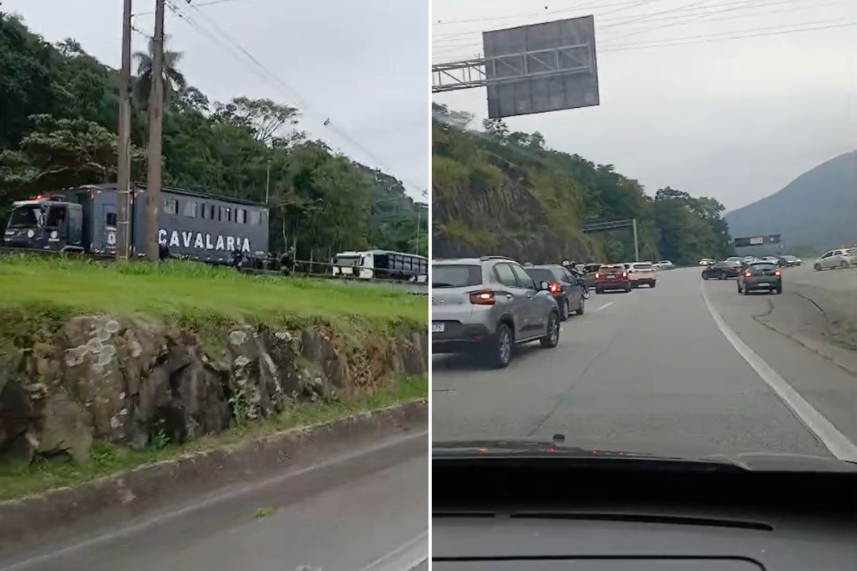 Veículos retornando na contramão da Rodovia dos Imigrantes