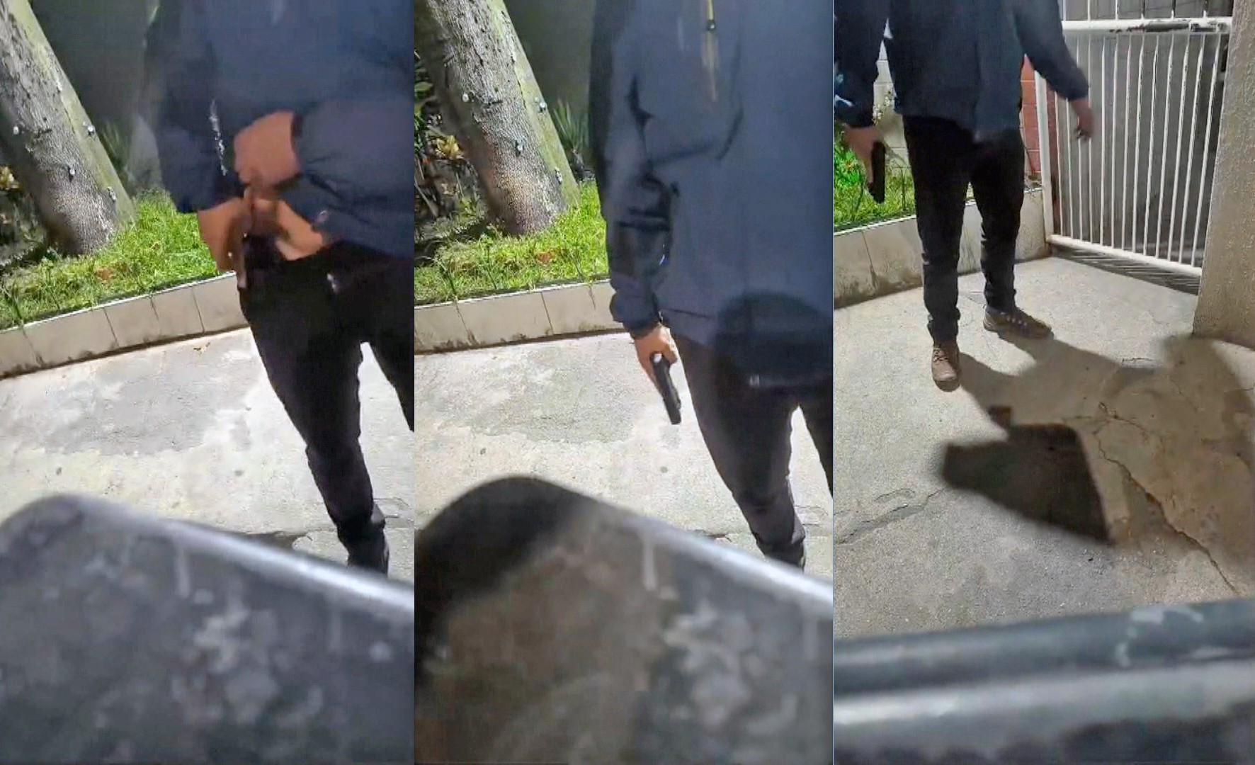 Homem segura arma durante discussão com entregador