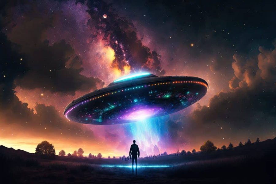 Representação gerada por IA de um objeto luminoso no céu