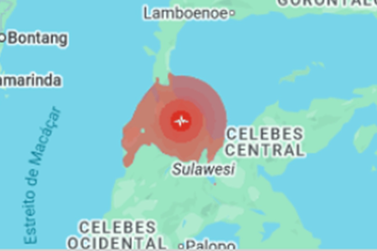 Mapa da região de Sulawesi Central, na Indonésia